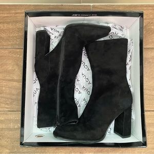 AQUA Black Suede Heel Boots!